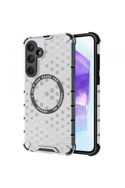 Samsung Husa MagSafe pentru Galaxy A55 5G A556, Techsuit, HoneyComb Shield, Alba