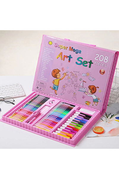 aydogdushopping 208 parça çocuk boyama seti hediye takımı fırça seti pastel b...
