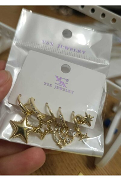 YSX JEWELRY YILDIZ VE AY GOLD ÇOKLU KÜPE