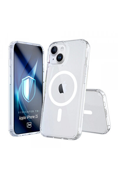 Apple Husa MagSafe pentru iPhone 15, 3MK, Armor MagCase, Transparenta