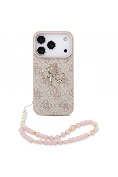 Apple Θήκη για iPhone 17 Pro, Guess, 4G Classic Logo με λουράκι, ροζ