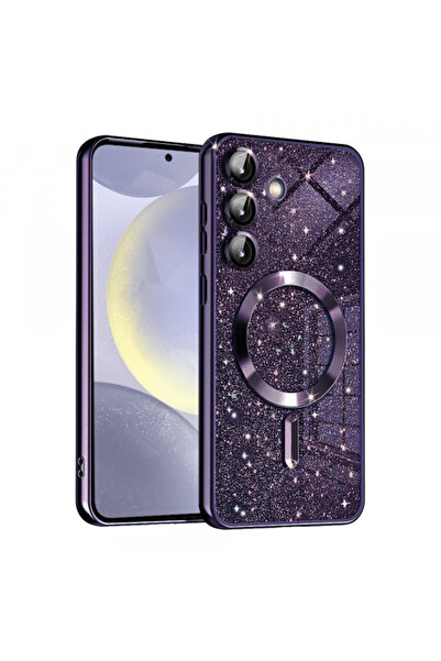 Samsung Husa MagSafe pentru Galaxy S24 S921, Techsuit, Luxury Glitter, Mov In...