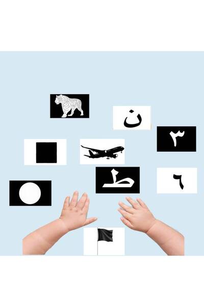 ethra alwsayl My Child Cards Series - Black & White Arabic Letters and Numbers