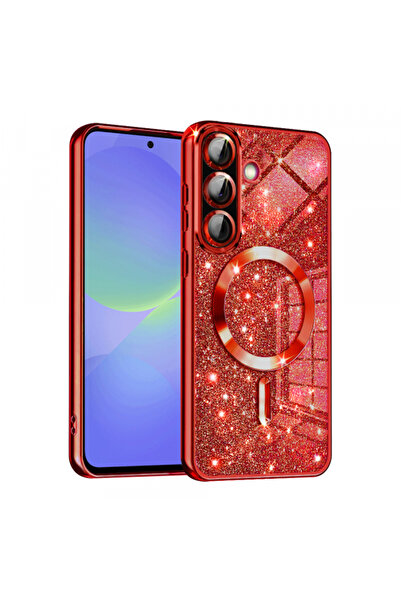 Samsung MagSafe Case for Galaxy A56 A566 / A36 A366, Techsuit, Luxury Glitter, Red
