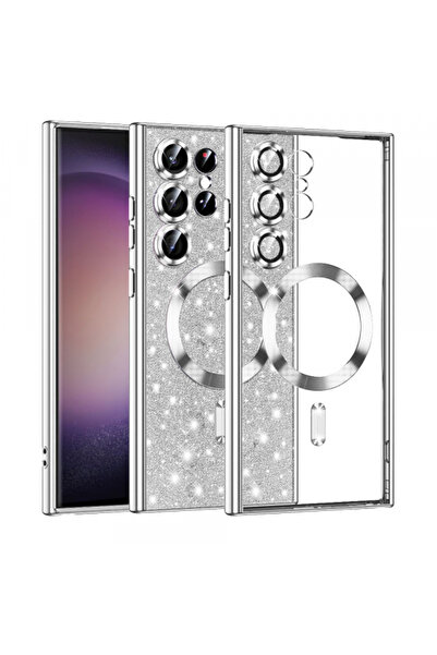 Samsung MagSafe Case for Galaxy S23 Ultra S918, Techsuit, Luxury Glitter, Silver