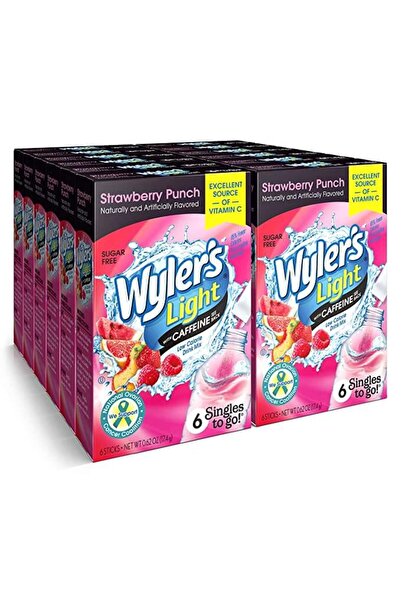 Wylers Light عصير وايلر خالي من السكر نكهة الفروالة مع كافيين - عبوة من 12 قطعة