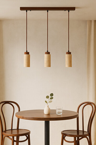 Baz Aydınlatma Traverten Sarkıt 3lü Mermer Aydınlatma