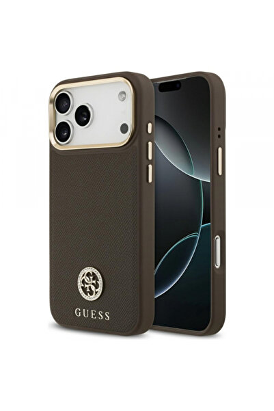 Apple Husa MagSafe pentru iPhone 17 Pro Max, Guess, Grained Strass Logo, Maro