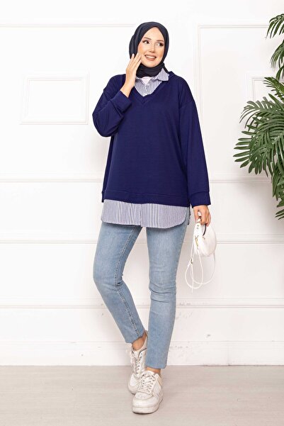 EBRUTESETTÜR Striped Shirt Garnished Tunic