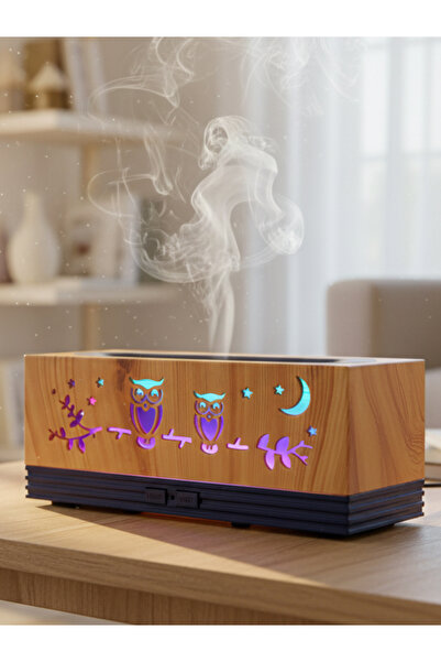 moryconcept Baykuş Desenli Işıklı Masaüstü Aroma Difüzör USB ile Çalışan Buha...