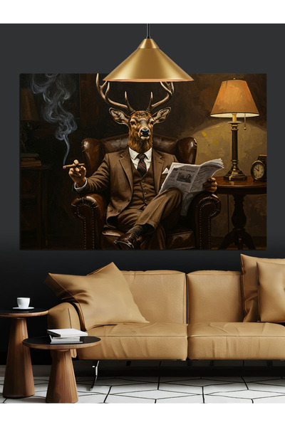 karizmart Boynuzlu Geyik Şövalye Takım Dekoratif Kanvas - Mdf Ahşap Tablo
