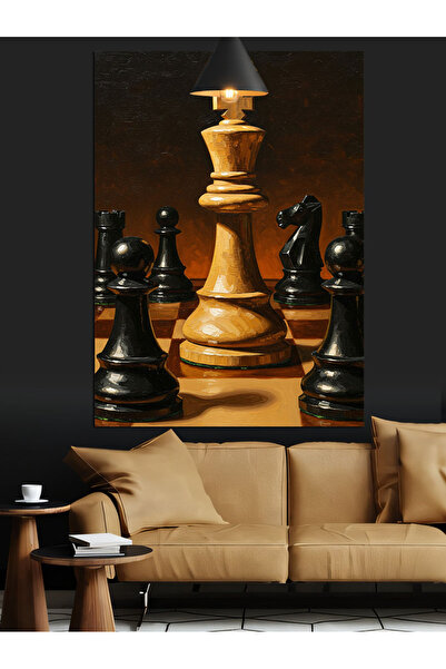 KanvasSepeti Șah clasic Pictură în ulei de înaltă calitate texturat Pânză Pic...