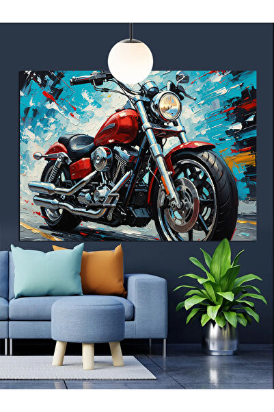 Artmeg Pânză decorativă roșie cu design Power Speed pentru motociclete - Masă...