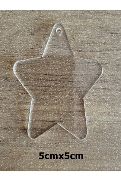 SeHa Design SeHa Pleksi Şeffaf BOŞ Anahtarlık Dekoratif YILDIZ 5x5 Cm ( 10 AD...