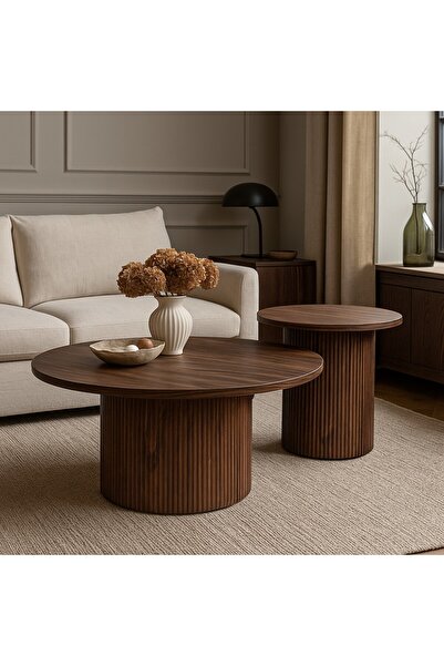 Vi Markets Dark brown MDF wood two-table set