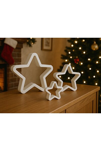 Nebron 3’lü şık yıldız set. Masa ve raf süsü 5x7,5x11 Cm