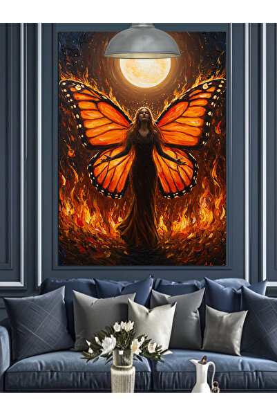 KanvasSepeti Sub Lună Plină Pictură în ulei de înaltă calitate texturat Canva...