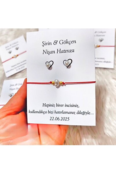 Mapel 24 Adet Şans bilekliği küpe set, kişiye özel isimli, nişan, nikah, kına...