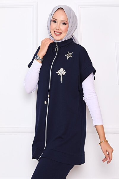 EBRUTESETTÜR Stone Embroidered Zippered Vest Set