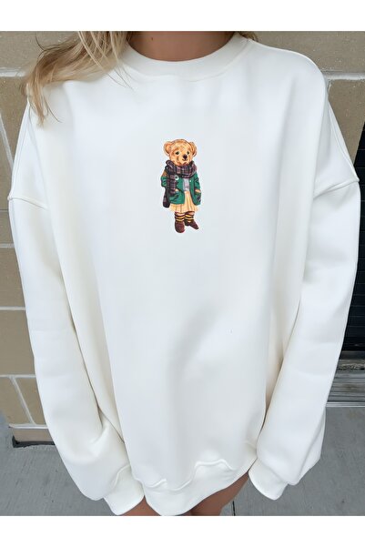 Jose Clothing Φούτερ JC Teddy Bear με τύπωμα από λευκό οργανικό βαμβάκι