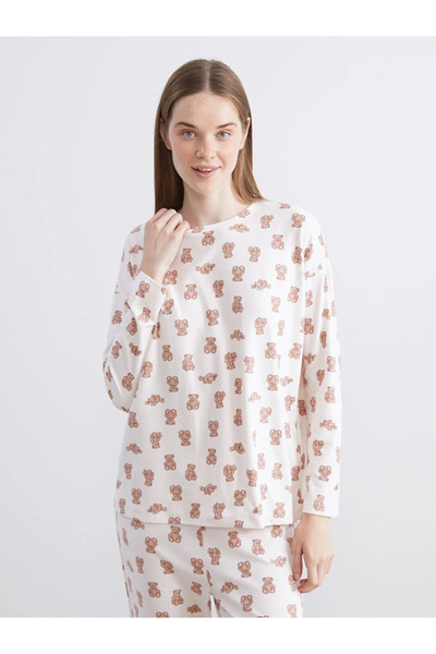 LC Waikiki Crew Neck Bear Printed Women's Pajama Set