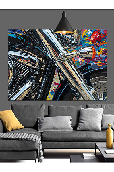 Artmeg Pânză decorativă pentru motociclete cu detalii cromate - Masă din lemn...