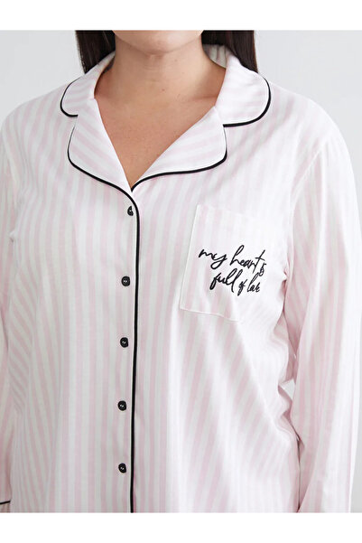 LC Waikiki Büyük Beden Nakışlı Kadın Pijama Takımı