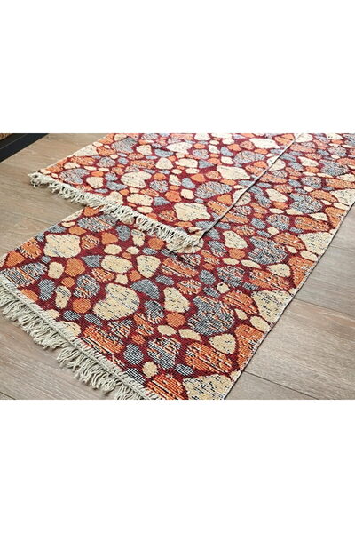 OEM 1+1 Traditional woven rugs, double-sided, size 80 x 125 cm, red-cream, rustic 3