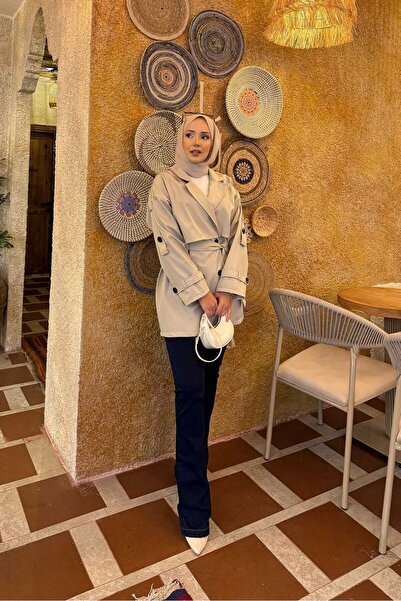 EBRUTESETTÜR Kemerli Apolet Detaylı Premium Trençkot