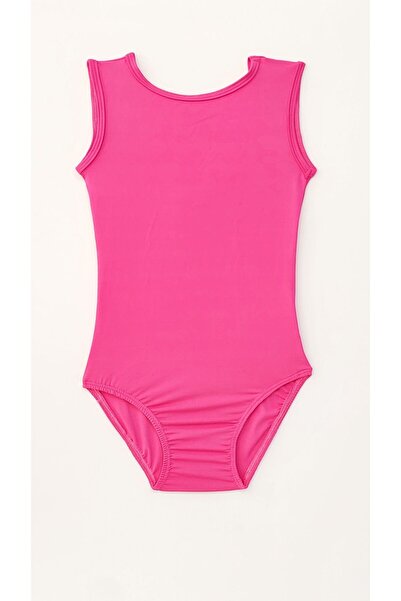 LULLY KİDS Kız Çocuk Fuşya Kolsuz Cimnastik Bale Antreman Mayosu