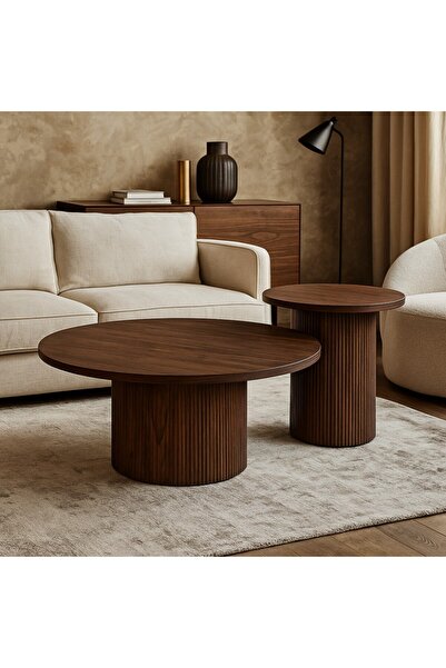 Vi Markets Dark brown MDF wood two-table set