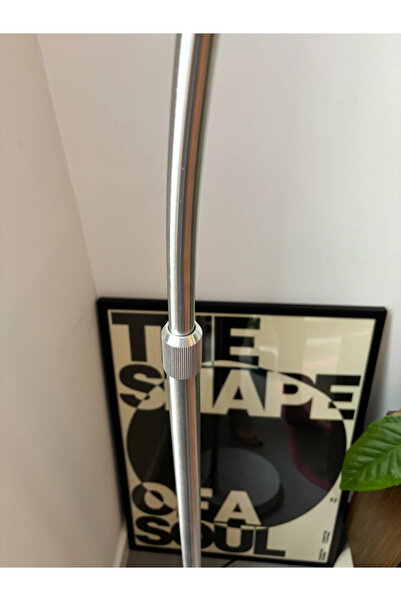 VİSENTE HOME Turuncu Pleksi Başlıklı Deve Boynu Lambader – Nikel Gövde Mermer Taban |