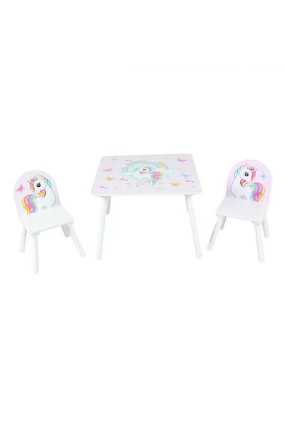 U-Grow Set masă și 2 scaune UGMB01-UNC, Unicorni, lemn, pentru copii