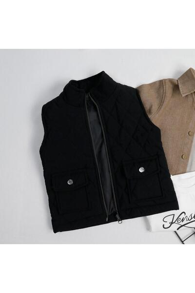 bebegci Quilted Vest Set Shirt and T-Shirt 4-Piece Boys' Set