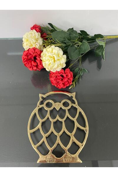 DecoZel Pirinç Döküm Baykuş Nihale Çaydanlık Altlığı Hediyelik Sunum