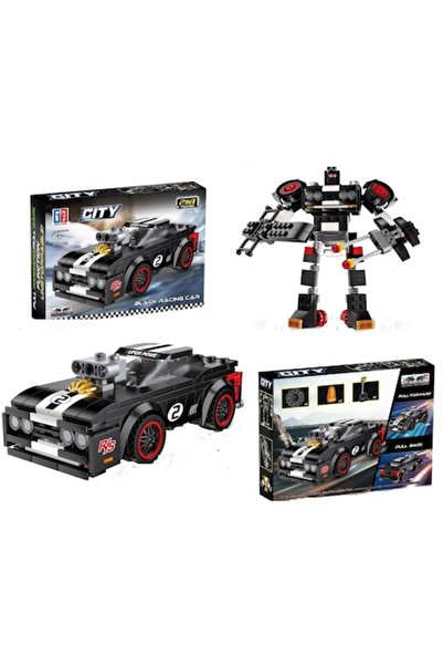 Toy Toy Toy 2-in-1 "Speed Races" Construction Toy – Robot and Car, 196 Pieces, Black