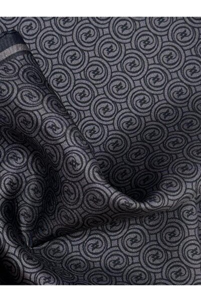 Vakko Tivil Monogram Silk Shawl 41407-Dark Gray