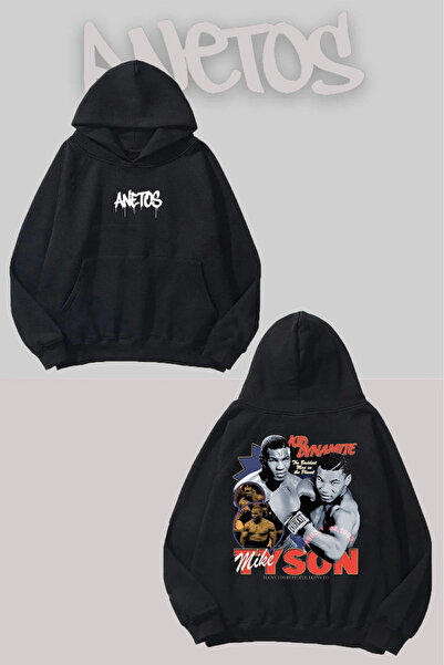 Anetos Mike Tyson Back Printed Black Hooded Sweatshirt