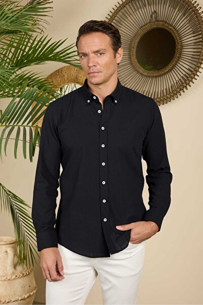 RUFELLI Linen Look Cotton Slim Fit Men's Shirt