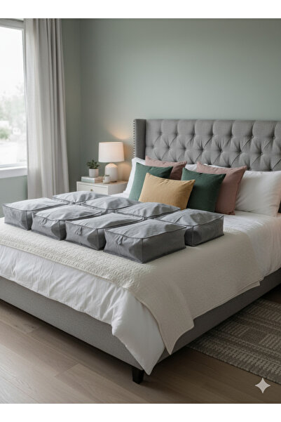 YELLOW STARY HOME DECOR 8-Piece Gray Large Under-Bed & Sofa Bed Type Interlin...