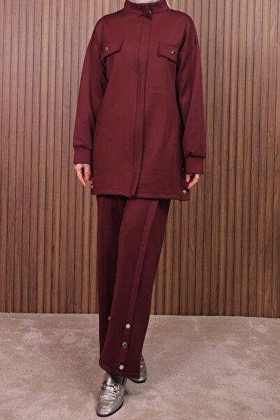 Mogi Butik Women's Scuba Pants Button Detailed Oversized Hijab Suit 3110