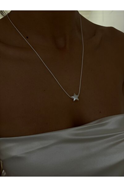 DeNors Beyaz İp Yıldız Kolye | Trend Kadın Kolye | Minimal El Yapımı Takı | Şık ve Zarif Aksesuar