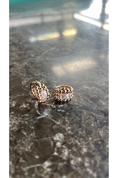 cansuaccessoire TAŞLI ÇELİK HALKA KÜPE