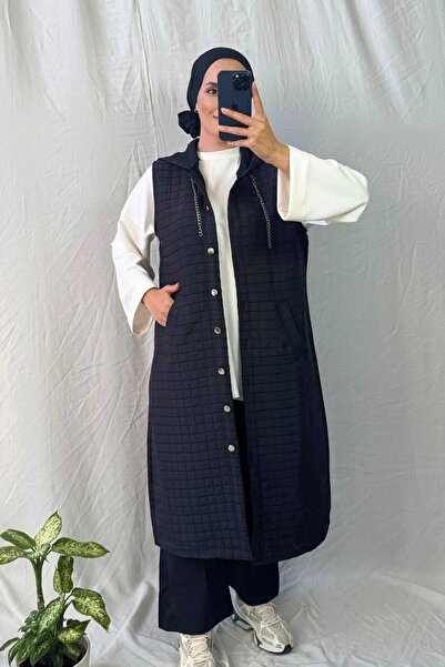 Asya Karen Quilted Patterned Long Vest