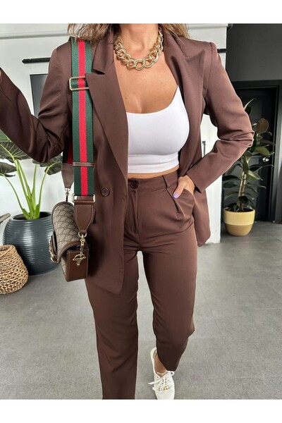 MADAME MELEK ZR Orijinal Marka Ceket Pantolon Klasik Takım Astarlı Ceket Havuç Pantolon