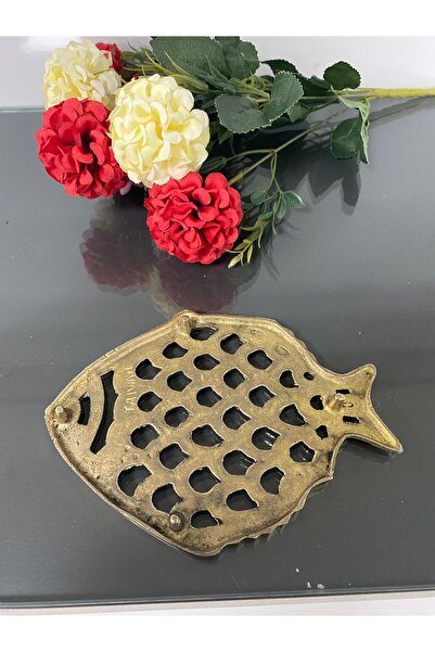 DecoZel Pirinç Döküm Balık Desen Nihale Çaydanlık Altlığı Hediyelik Sunumluk