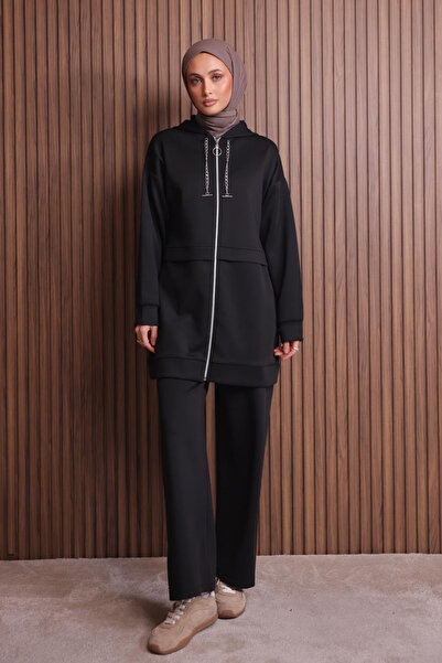 Mogi Butik طقم حجاب نسائي من سكوبا بغطاء رأس قصة فضفاضة 3109