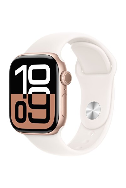 Apple Ceas 10 GPS, carcasă din aluminiu aur roz de 42mm, curea sport roz pal ...