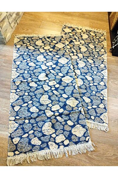 OEM 1+1 Covoare tradiționale țesute, față-verso, 80 x 125 cm, albastru și crem, model Rustic