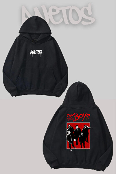 Anetos The Boys Sırt cu imprimeu Negru cu glugă Swea tricou